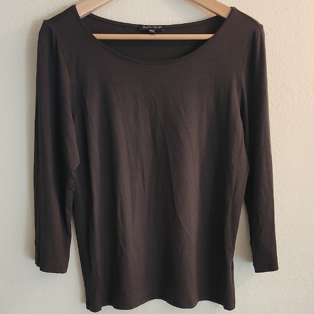 Eileen Fisher Dark Brown Long Sleeve Top